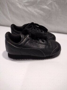 Puma Roma Basic Black Toddler 9C Lace Up Tennis Shoes Sneakers Classic School